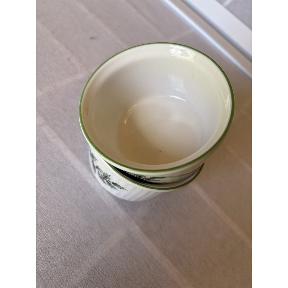 Vintage Spode Ceramic 2 Spode Christmas Tree Ribbed Ramekins - Picture 4 of 5